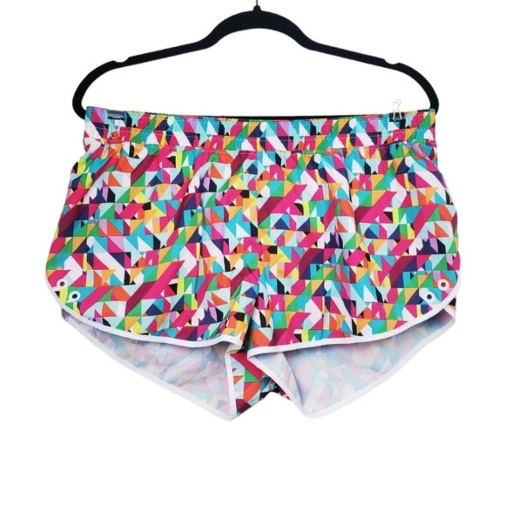 Fabletics Womens Colorful Multicolor Pixel Print Adrian Athletic Shorts Size L